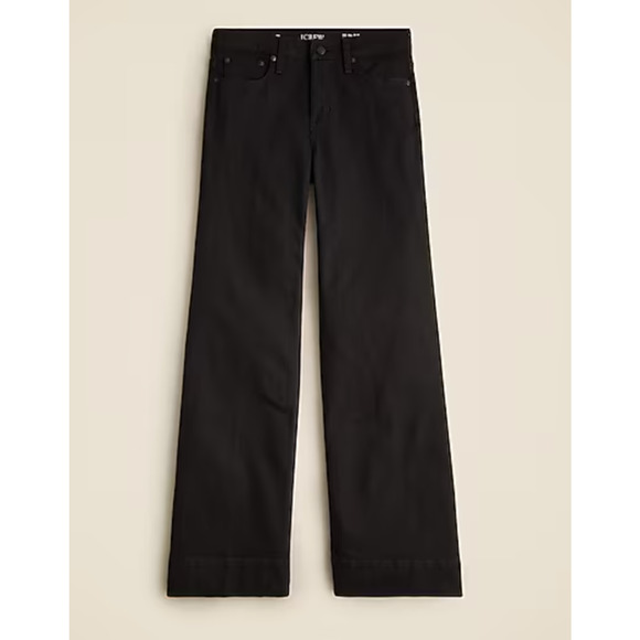 NWT J Crew Denim Trouser 28 Black 1996 Semi Stretch Jeans Women's Wide Leg - Picture 1 of 5